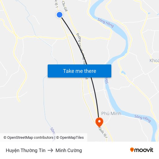 Huyện Thường Tín to Minh Cường map