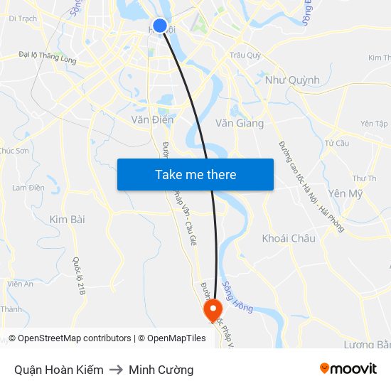 Quận Hoàn Kiếm to Minh Cường map