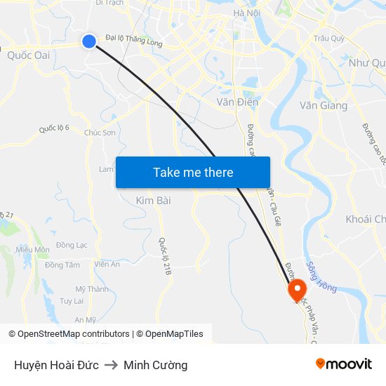 Huyện Hoài Đức to Minh Cường map