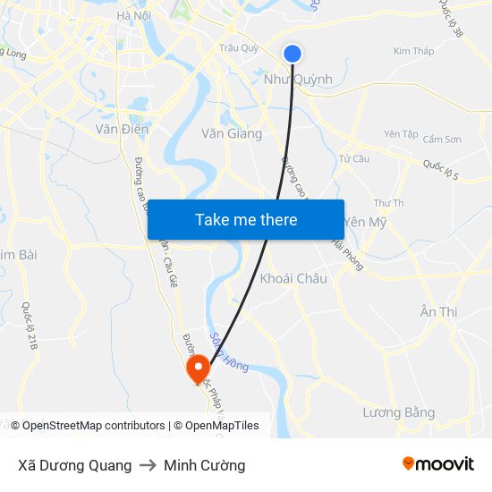 Xã Dương Quang to Minh Cường map