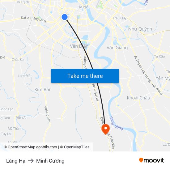 Láng Hạ to Minh Cường map