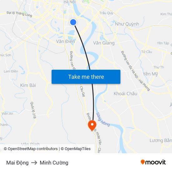 Mai Động to Minh Cường map