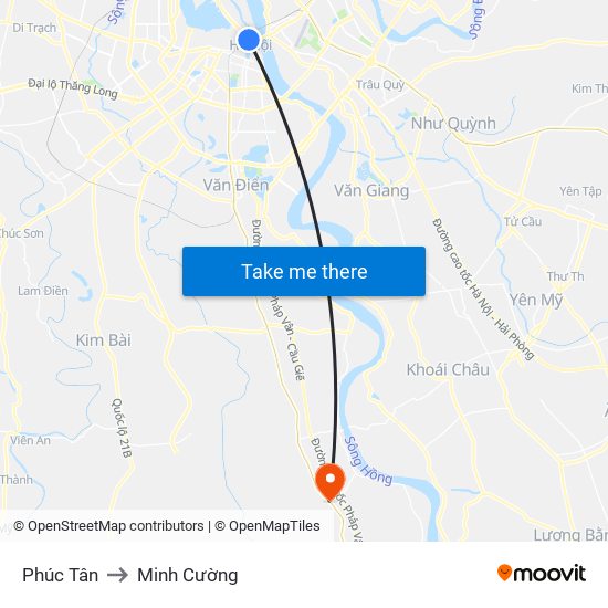 Phúc Tân to Minh Cường map