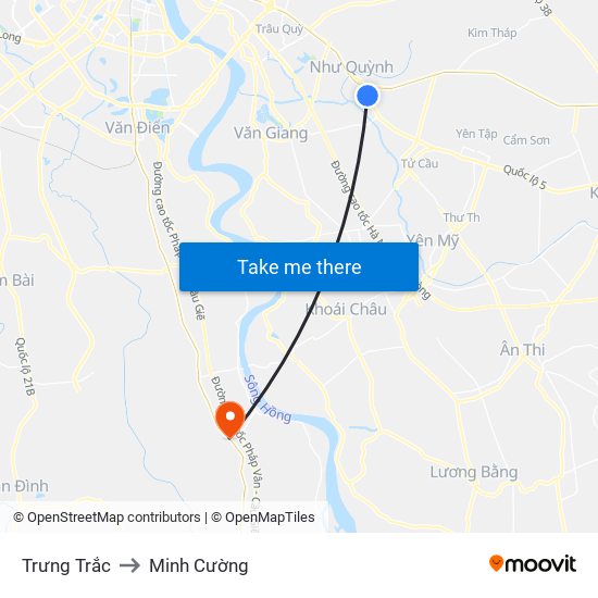 Trưng Trắc to Minh Cường map