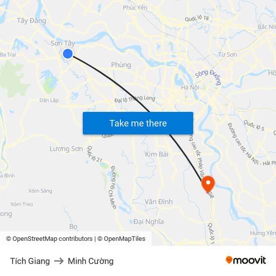 Tích Giang to Minh Cường map