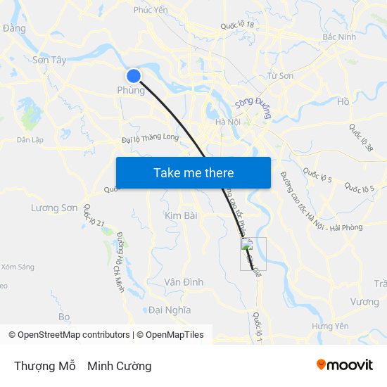 Thượng Mỗ to Minh Cường map