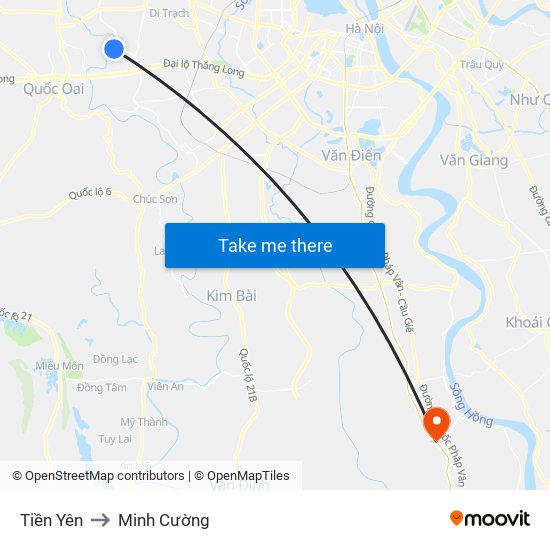 Tiền Yên to Minh Cường map