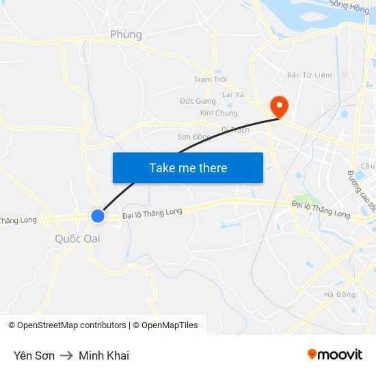 Yên Sơn to Minh Khai map