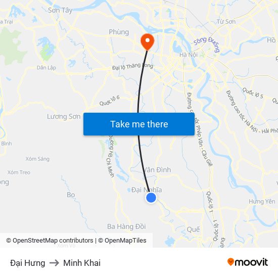 Đại Hưng to Minh Khai map