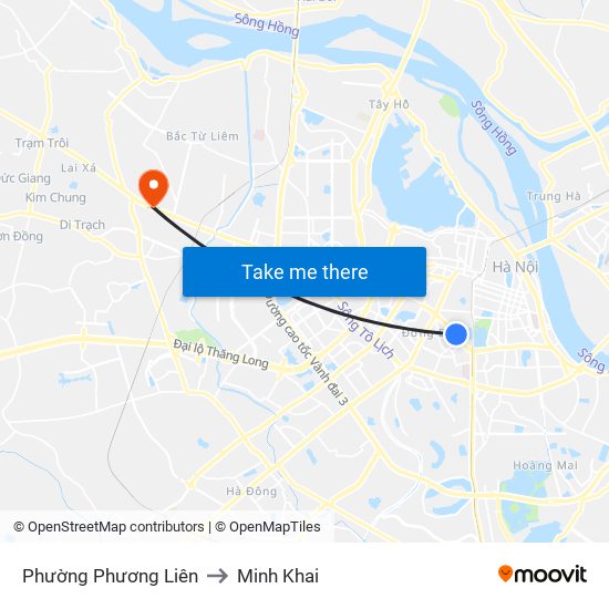 Phường Phương Liên to Minh Khai map