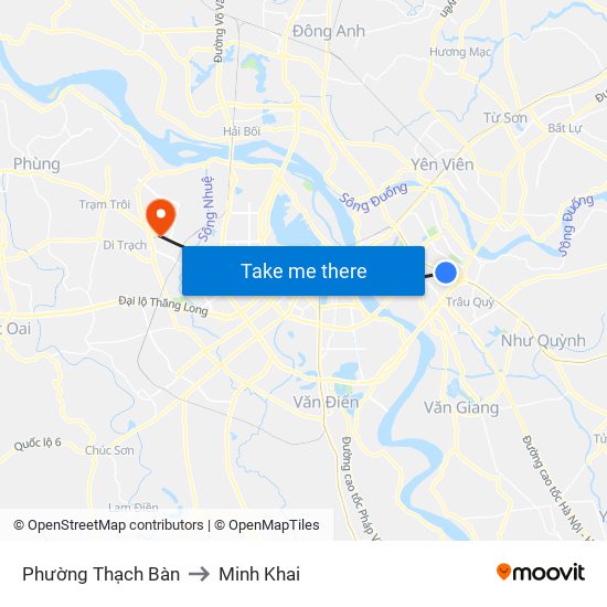 Phường Thạch Bàn to Minh Khai map