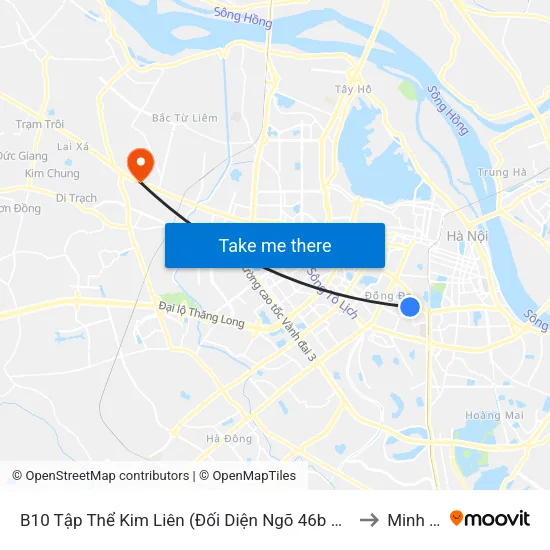 B10 Tập Thể Kim Liên (Đối Diện Ngõ 46b Phạm Ngọc Thạch) to Minh Khai map