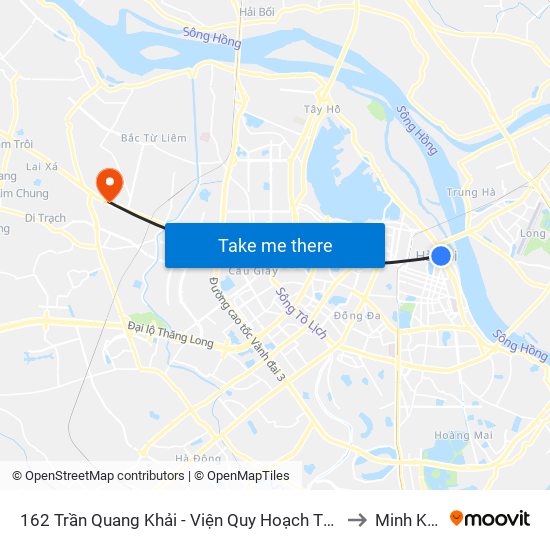 162 Trần Quang Khải - Viện Quy Hoạch Thủy Lợi to Minh Khai map