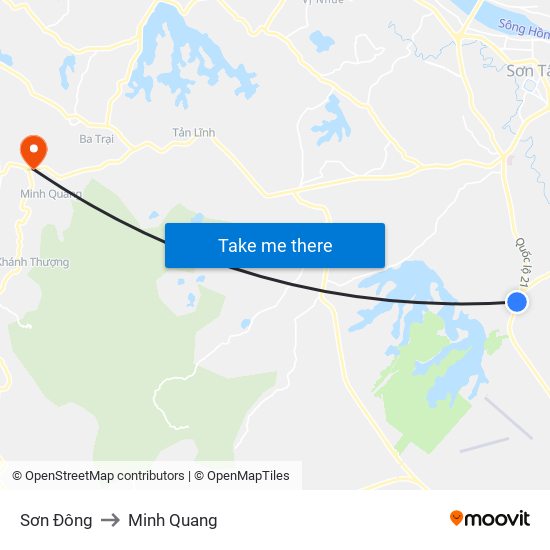 Sơn Đông to Minh Quang map