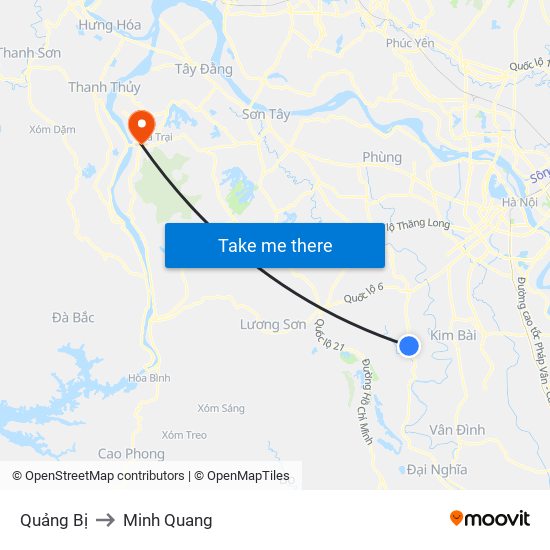 Quảng Bị to Minh Quang map