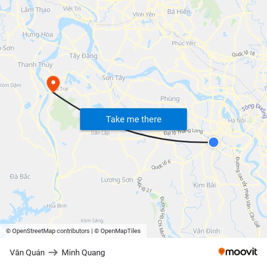 Văn Quán to Minh Quang map