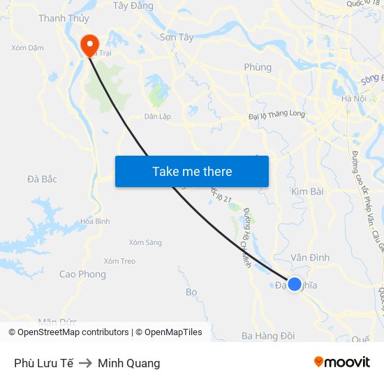 Phù Lưu Tế to Minh Quang map