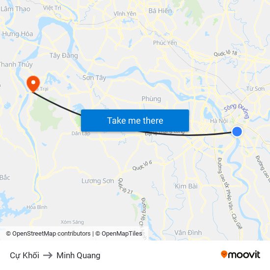 Cự Khối to Minh Quang map