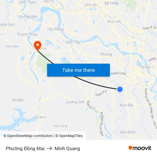 Phường Đồng Mai to Minh Quang map