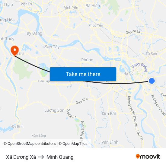 Xã Dương Xá to Minh Quang map