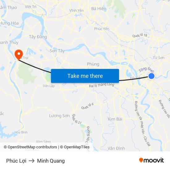 Phúc Lợi to Minh Quang map