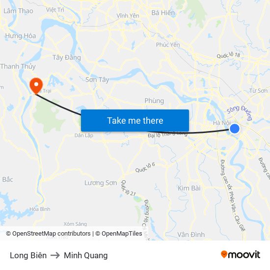 Long Biên to Minh Quang map