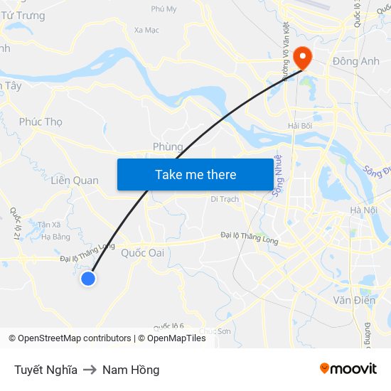 Tuyết Nghĩa to Nam Hồng map