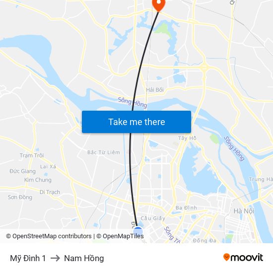 Mỹ Đình 1 to Nam Hồng map