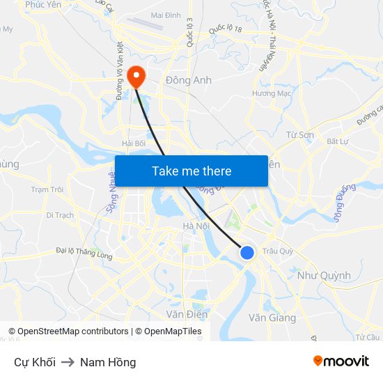 Cự Khối to Nam Hồng map