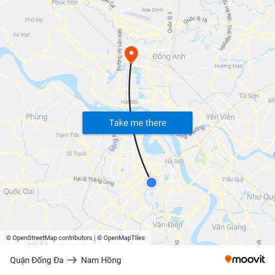 Quận Đống Đa to Nam Hồng map