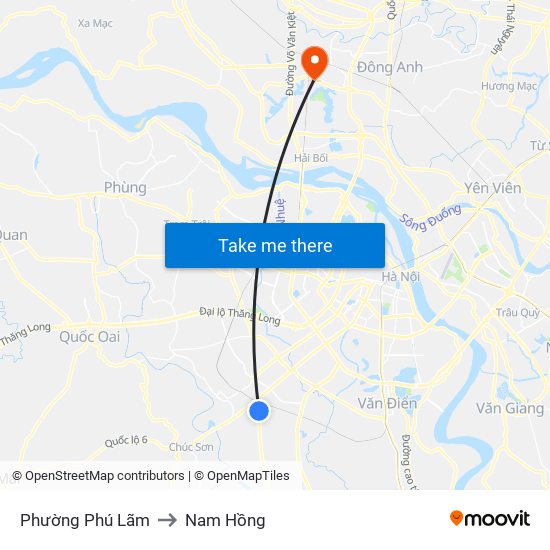 Phường Phú Lãm to Nam Hồng map