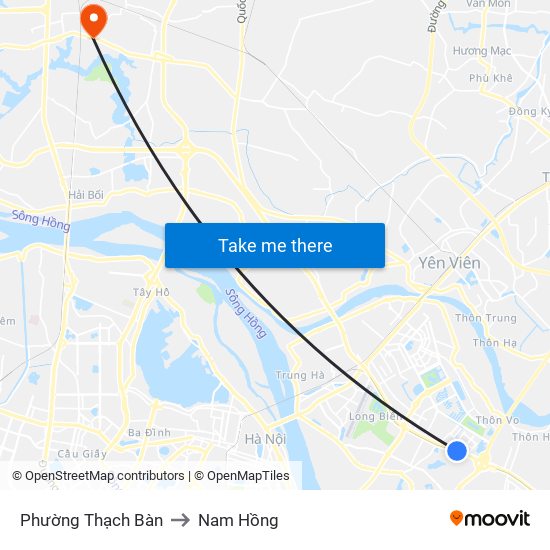 Phường Thạch Bàn to Nam Hồng map