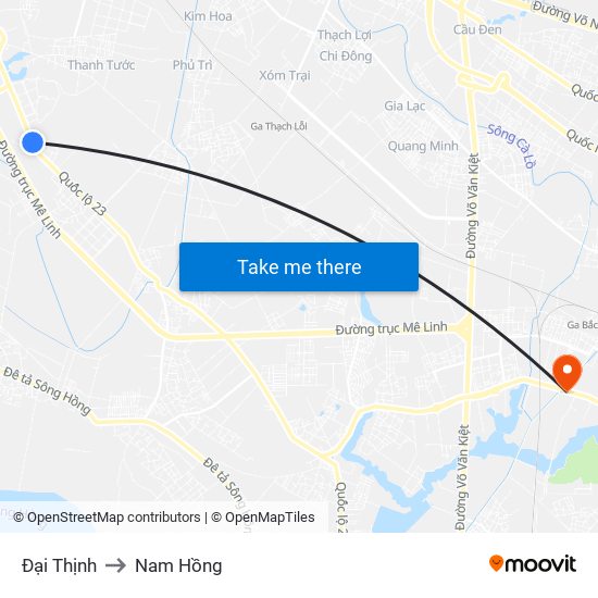 Đại Thịnh to Nam Hồng map