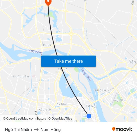 Ngô Thì Nhậm to Nam Hồng map