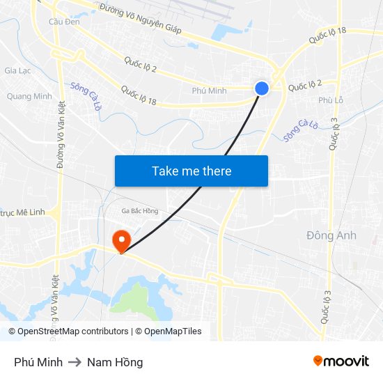 Phú Minh to Nam Hồng map