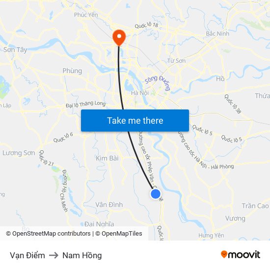 Vạn Điểm to Nam Hồng map