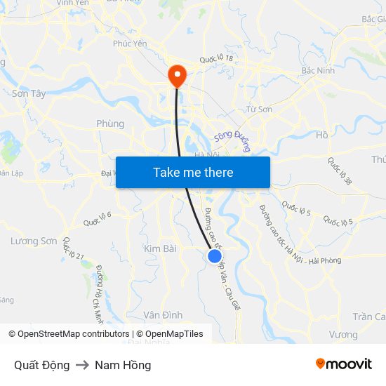 Quất Động to Nam Hồng map