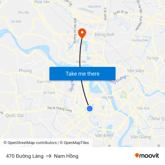 470 Đường Láng to Nam Hồng map