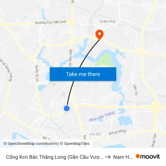 Cổng Kcn Bắc Thăng Long (Gần Cầu Vượt Bộ Hành) to Nam Hồng map