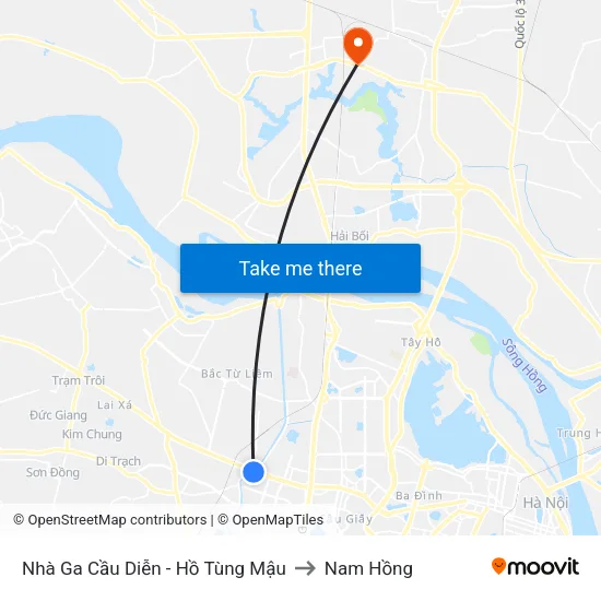 Nhà Ga Cầu Diễn - Hồ Tùng Mậu to Nam Hồng map