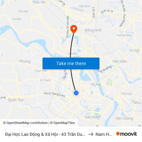 Đại Học Lao Động & Xã Hội - 43 Trần Duy Hưng to Nam Hồng map