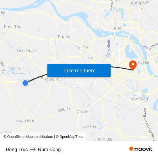 Đồng Trúc to Nam Đồng map
