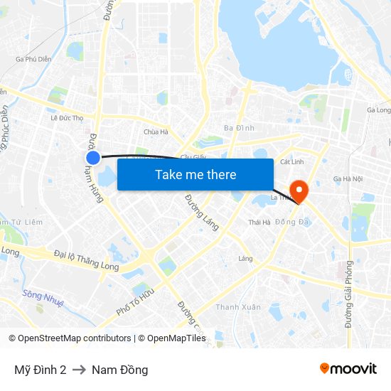 Mỹ Đình 2 to Nam Đồng map
