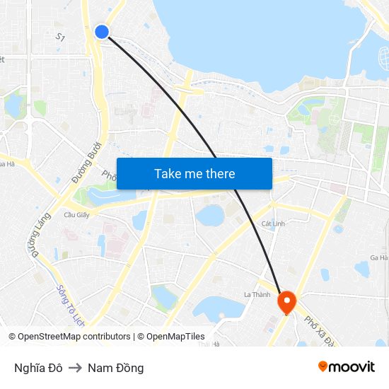 Nghĩa Đô to Nam Đồng map