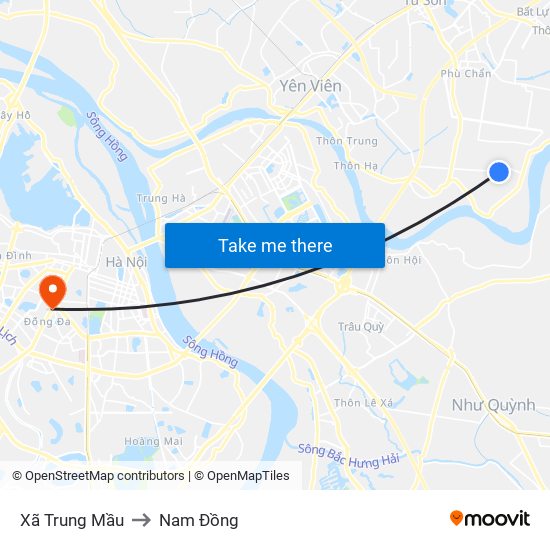 Xã Trung Mầu to Nam Đồng map