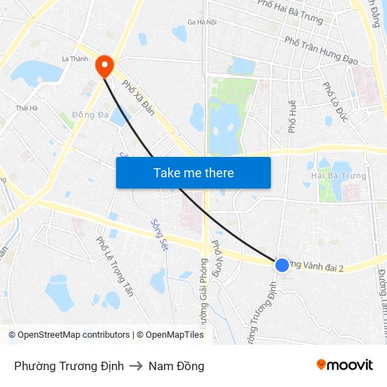 Phường Trương Định to Nam Đồng map