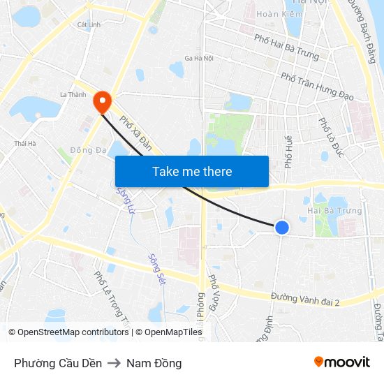 Phường Cầu Dền to Nam Đồng map