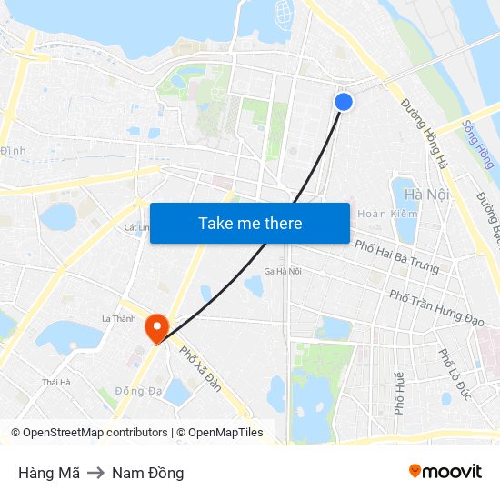 Hàng Mã to Nam Đồng map