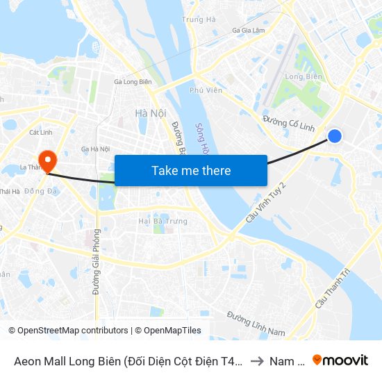 Aeon Mall Long Biên (Đối Diện Cột Điện T4a/2a-B Đường Cổ Linh) to Nam Đồng map