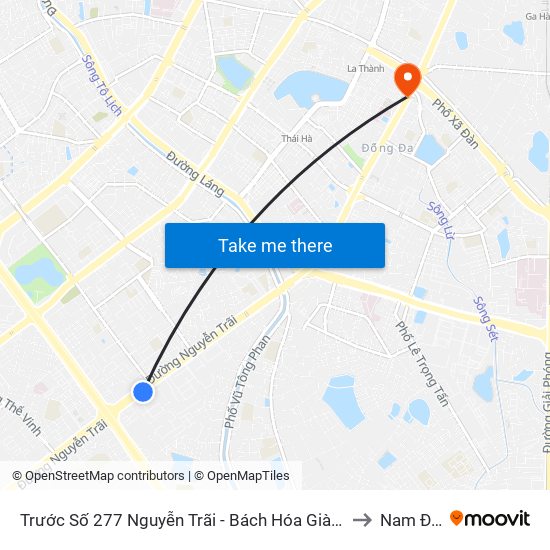 Trước Số 277 Nguyễn Trãi - Bách Hóa Giày Thượng Đình to Nam Đồng map